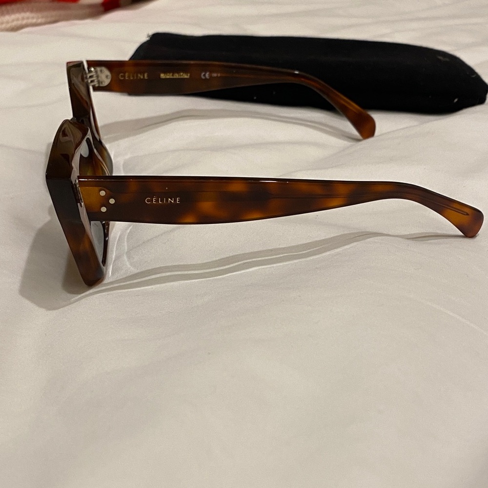 Celine Tortoiseshell Square Sunglasses - Brown/Black - Picture 3 of 6